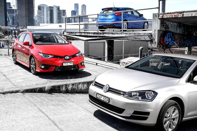The Toyota Corolla, Volkswagen Golf and Ford Focus
