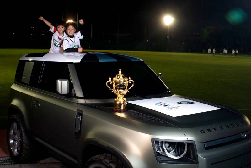 New Land Rover Defender delivers Webb Ellis Trophy