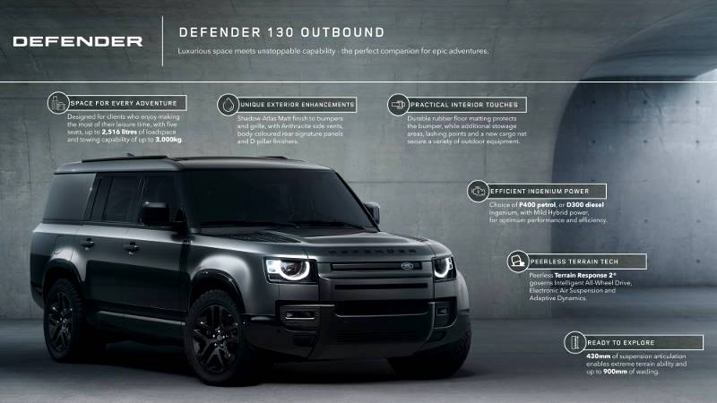 Defender line up grows with host of new offerings including the luxurious Defender 130 Outbound