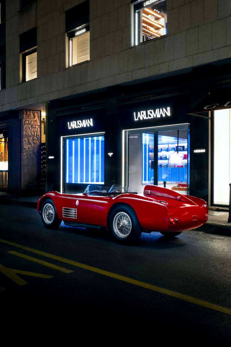 Maserati 200S on show at LARUSMIANI Automotive Gallery during Milan Design Week 2025