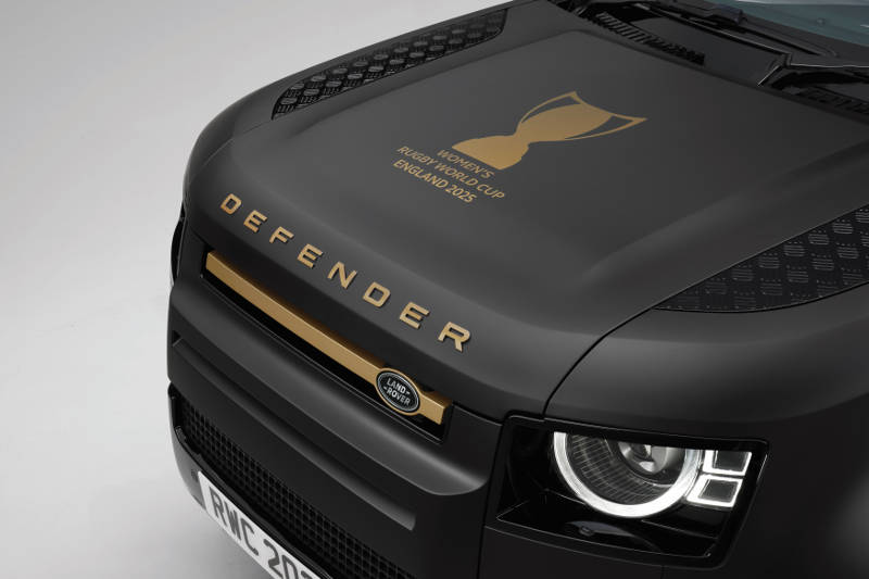 100 days to go: Custom Defender carries official trophy for Women's Rugby World Cup countdown