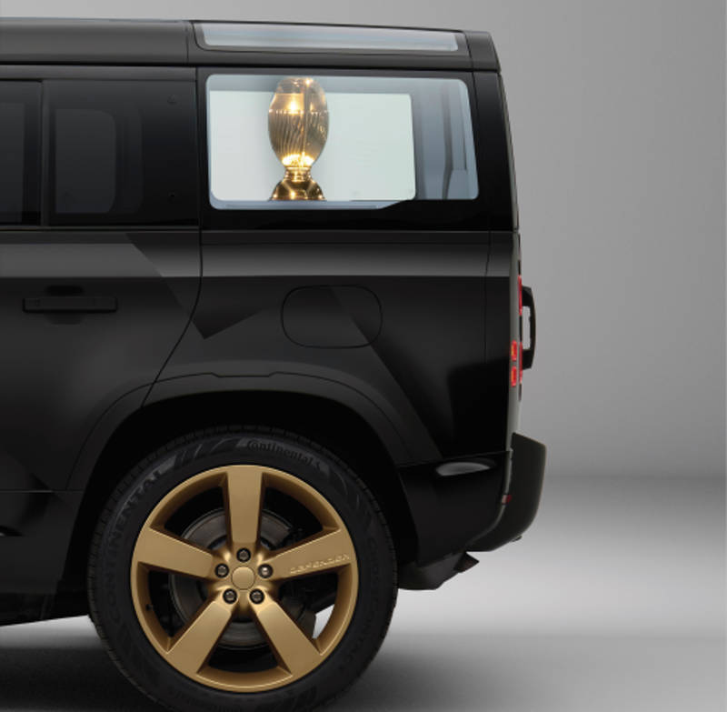 100 days to go: Custom Defender carries official trophy for Women's Rugby World Cup countdown